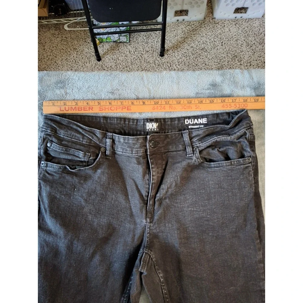 DKNY Jeans Duane Straight Fit Mens Washed Black Denim Pants 36x32 Stretch‎